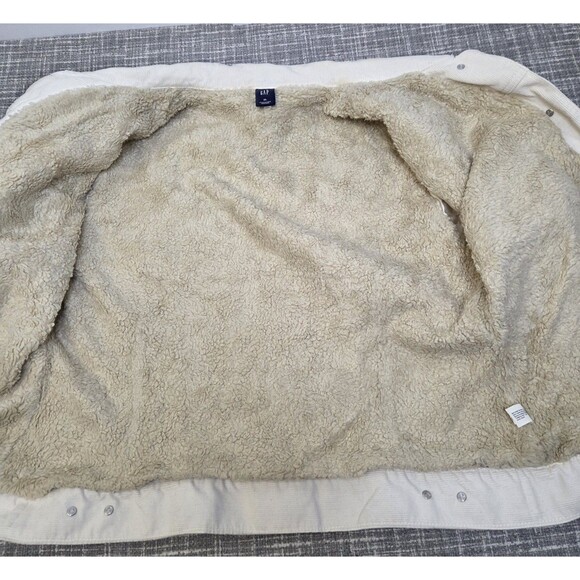 Y2K GAP Corduroy Sherpa Lined Trucker Jacket Women's L/XL Cream/Ivory - Picture 9 of 13